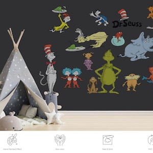 Schälen und aufkleben entfernbare Dr. Seuss Wandaufkleber Kinderzimmer Wandtattoo Lorax Wandaufkleber Tapete für Kind