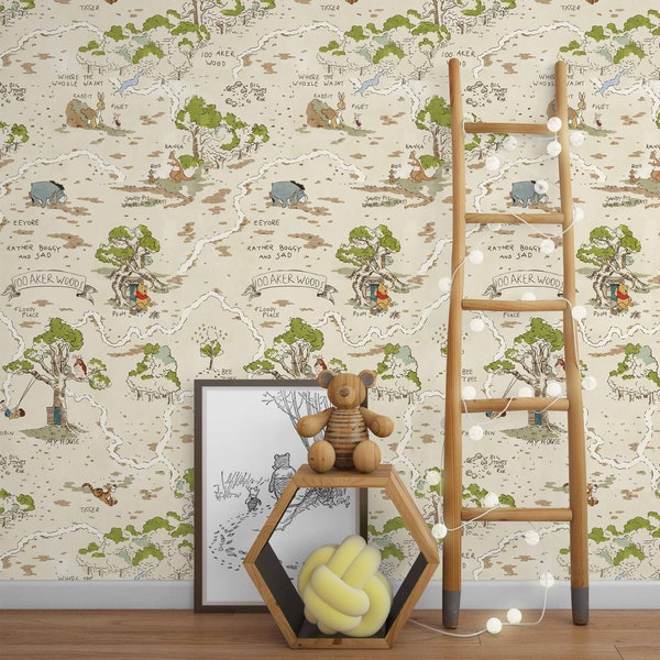 Winnie Puuh Tapete: Vintage Kinderzimmer Wandtattoo