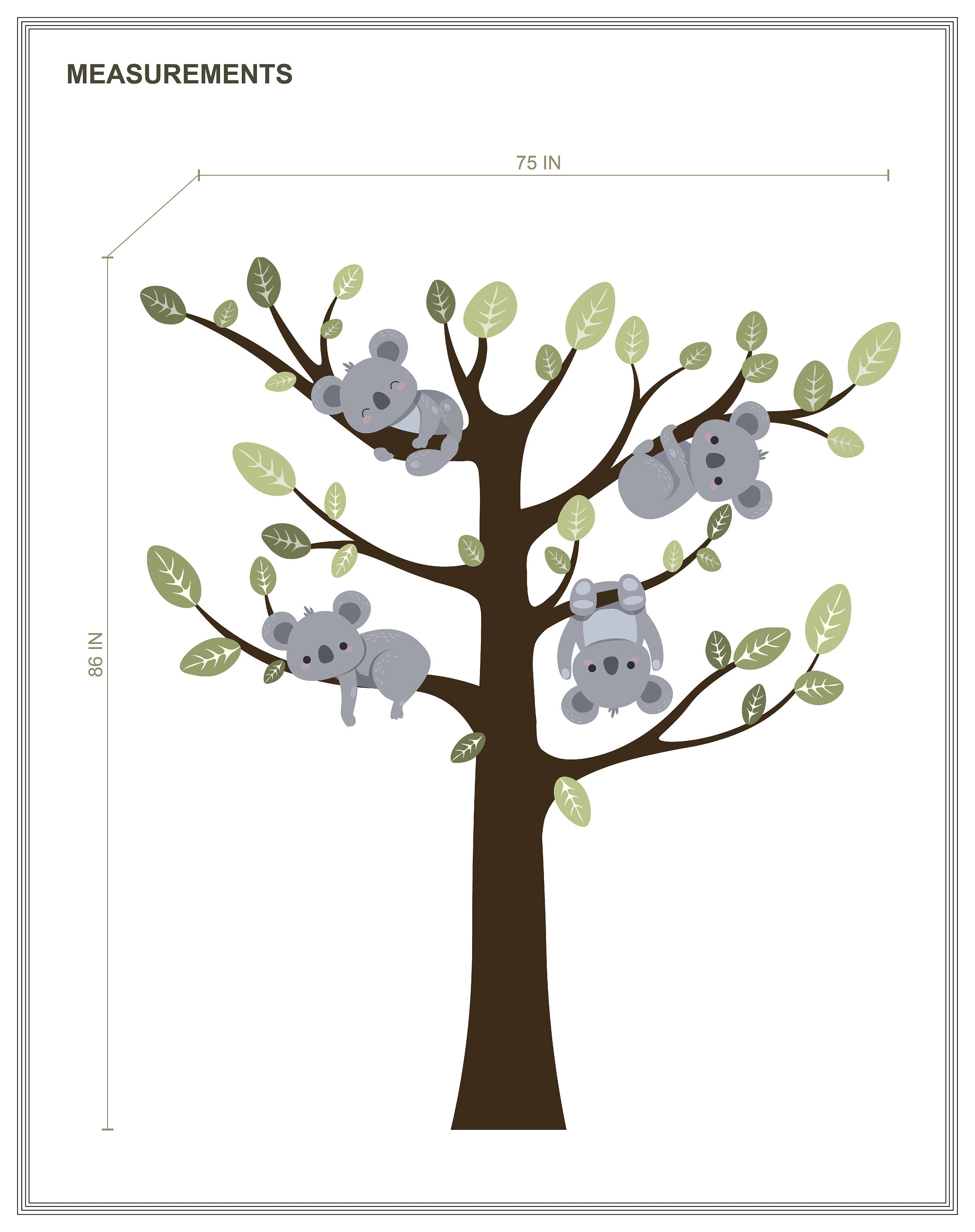 Removable Koala Bear on Tree Baby Wall Decal Mural Wall Sticker for Kid ...