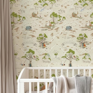 Winnie Puuh Tapete Wandtattoo Wandkunst Eeyore Wandsticker Vintage Tapete für Baby Zimmer Kinderzimmer Wanddekor