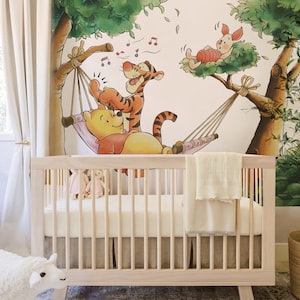 Winnie The Pooh Nursery Tiger Hammock Swing Tied On Tree Piglet Wall Decal Sticker for baby nursery room decoration kid room vinyl sticker