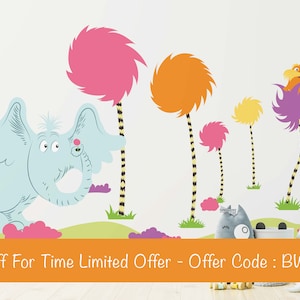 Dr Seuss Truffula Tree Wall Decal Horton The Elephant Removable Wall Decal For Kids' Bedrooms