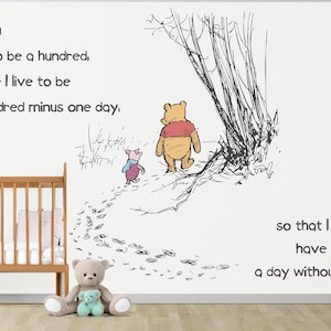 Adesivo da parete classico Winnie the Pooh, carta da parati vintage Winnie, adesivo da parete Pimpi con citazione di Winnie the Pooh, decorazione per la cameretta dei bambini.