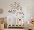 Pastel Color Classic Cartoon Winnie Wall Decal Pooh Bear Mural Tiger & Donkey Wall Sticker Wall Art For Baby Nursery Kids Room Decor