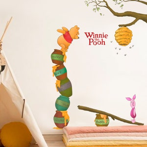Removable Winnie The Pooh With Piglet Barrel Honeycomb Wall Decal Sticker Wallpaper For kid