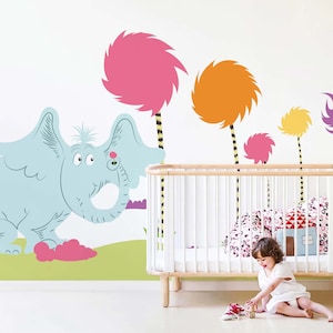 Dr Seuss wall decal Truffula Tree Wall Sticker Horton The Elephant wall Mural Removable vinyl sticker For Kids Bedroom nursery room decal