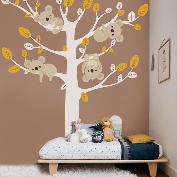 Autocollant Mural amovible Koala ours sur arbre bébé, autocollant Mural pour enfant