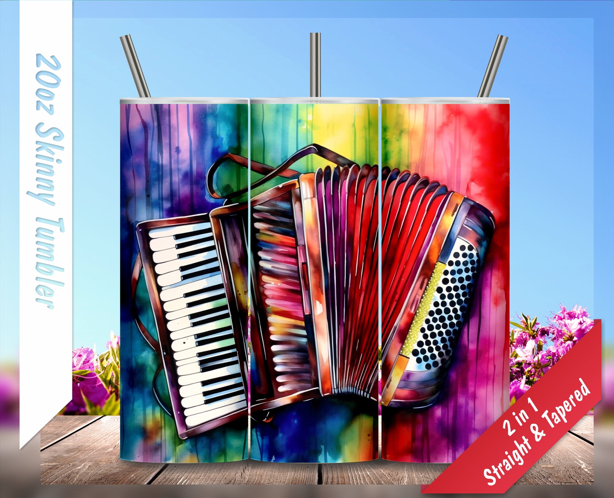 Accordion Alcohol Ink Art 20oz Skinny Tumbler, Personalized Tumblers