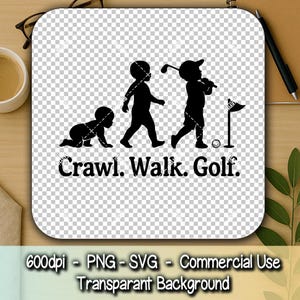 Crawl Walk Golf SVG | Kids Golf Progression Silhouette | Baby to Golfer Clipart Cut File