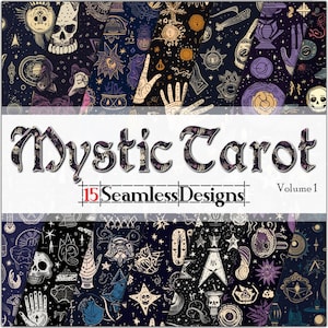 Mystisches Tarot vol. 1 SEAMLESS - Digitales Papier - Hintergründe - Sublimation - 15 Designs (12x12in @ 300dpi) - Kommerzielle Nutzung, Sofort Download