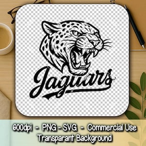 Jaguar Mascot SVG | Bold Blackwork Line Art “Jaguars” Script | School Team Spirit Cut File, Vinyl & Shirt Design