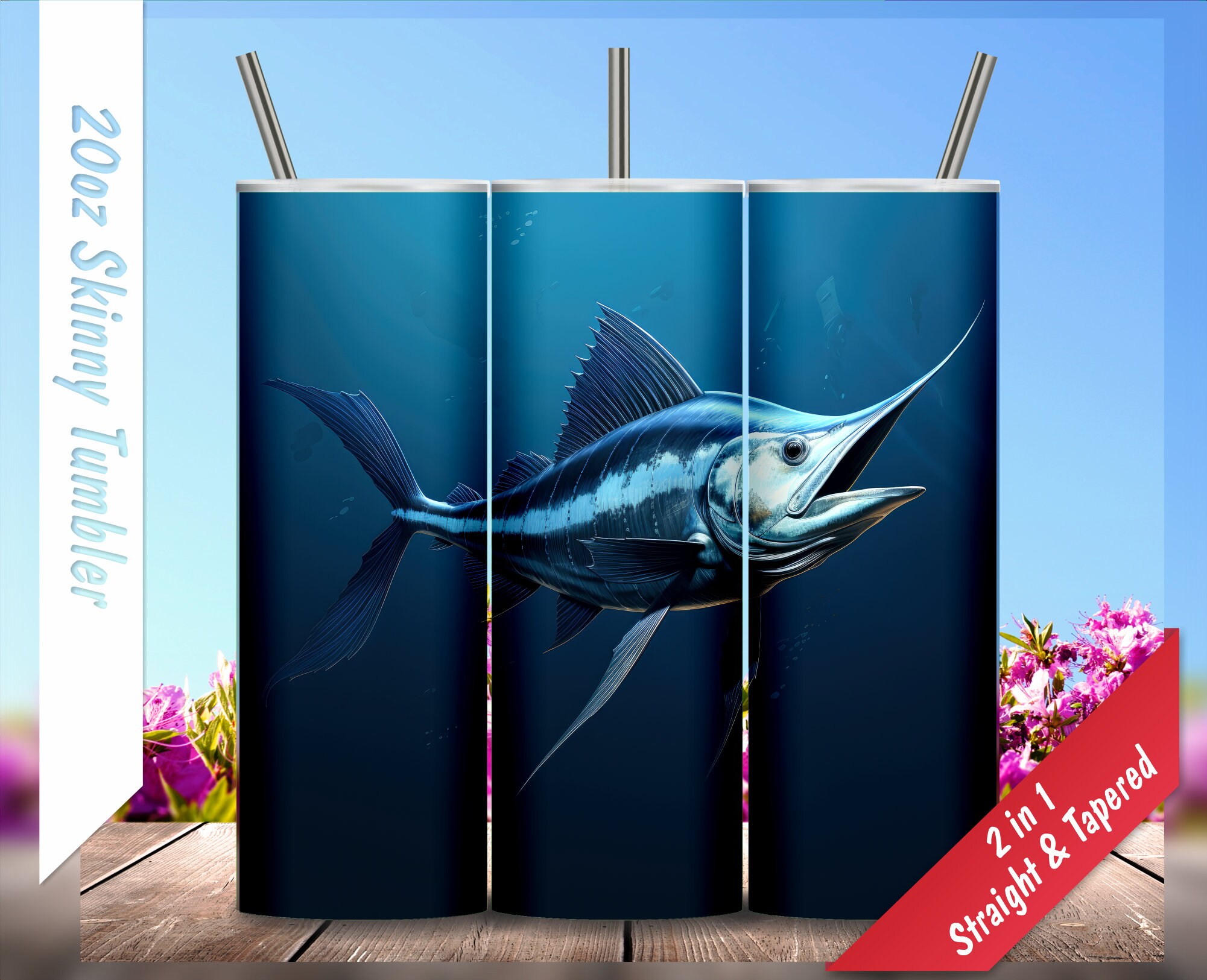 MARLIN WICKED SALT WATER FISHING vintage heavy metal 12 x 15 (Sublimation  Process) Sign S/O*