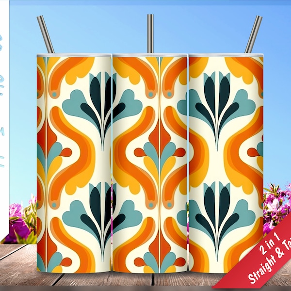 1970s Retro Patterns!  20oz Skinny Tumbler, Personalized tumblers, Seamless Sublimation Design, PNG, Tumbler Wrap, Instant Download