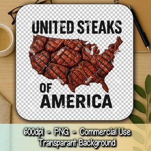 Clipart del mapa de United Steaks of America: tipografía realista de mapa de carnes de EE. UU. para camisetas, sublimación PNG
