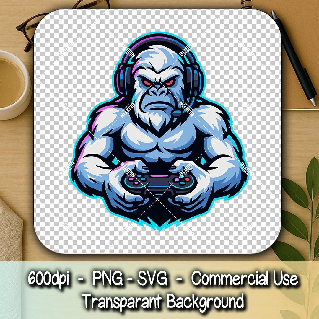 Yeti Gamer SVG Clipart – Vector T Shirt Graphic, RGB Neon Headset ...