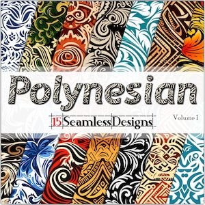 Polynesian Patterns vol. 1 SEAMLESS-Digital Paper-Background-Sublimation- 15 Designs (12x12in @ 300dpi) -Commercial Use, Instant Download