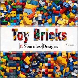 Toy Bricks vol. 1 SEAMLESS-Digital Paper-Background-Sublimation- 12 Designs (12x12in @ 300dpi) -Commercial Use, Instant Download