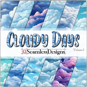 Cloudy Days vol. 1 SEAMLESS - Digital Paper - Backgrounds - Sublimation - 12 Designs (12x12in @ 300dpi) - Commercial Use, Instant Download