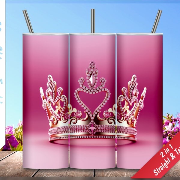 Princess Tiara!  20oz Skinny Tumbler, Personalized tumblers, Sublimation Design for tumblers , PNG, Tumbler Wrap, Instant Download