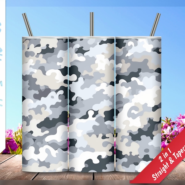 Army Style Winter Camo!  20oz Skinny Tumbler, Personalized tumblers, Sublimation Design for tumblers , Tumbler Wrap, Instant Download