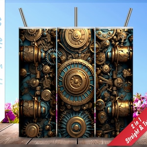 Steampunk Texture!  20oz Skinny Tumbler, Personalized tumblers, Sublimation Design for tumblers, PNG, Tumbler Wrap, Instant Download