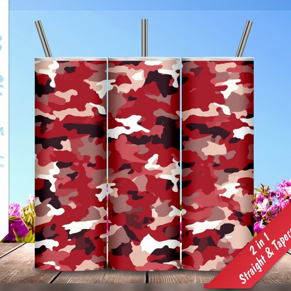 Army Style Red Camo!  20oz Skinny Tumbler, Personalized tumblers, Sublimation Design for tumblers , Tumbler Wrap, Instant Download