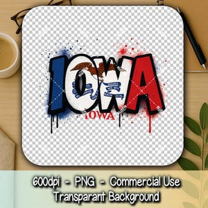 IOWA State Flag Graffiti Typography Clipart – Realistic Spray Paint T-Shirt PNG, Iowa Pride Digital Art