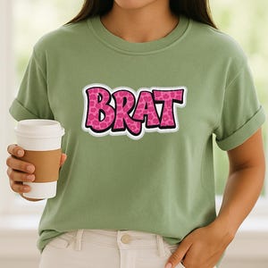 Pink Leopard BRAT PNG, Sassy Bratz Style Lettering, Sparkly Bubble Font Sticker, Y2K Nostalgia, Fashion Doll Era, Digital Download