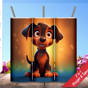 Cute Cartoon Dog!  20oz Skinny Tumbler, Puppy, Personalized tumblers, Sublimation Design for tumblers, Tumbler Wrap, Instant PNG Download