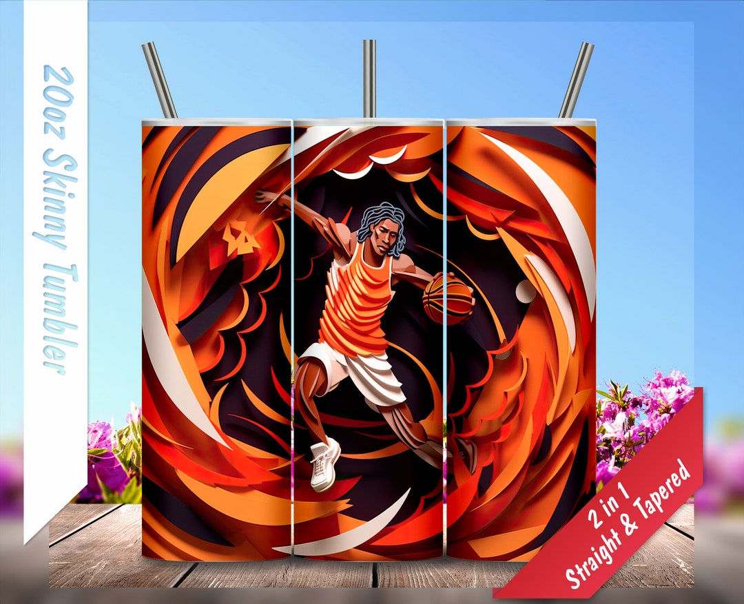 3D Paper Art Basketball Player 20oz Skinny Tumbler, Personalized
