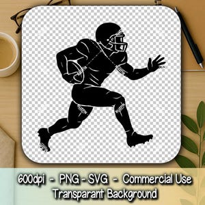 Football Player Silhouette SVG – Running Back, Quarterback, Receiver Action Pose Clipart, Bold Muscle Detail, Digital Cut File