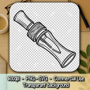 Duck Call Silhouette SVG | Realistic Close-Up Vector Line Art | Engraved-Style Blackwork Cut File