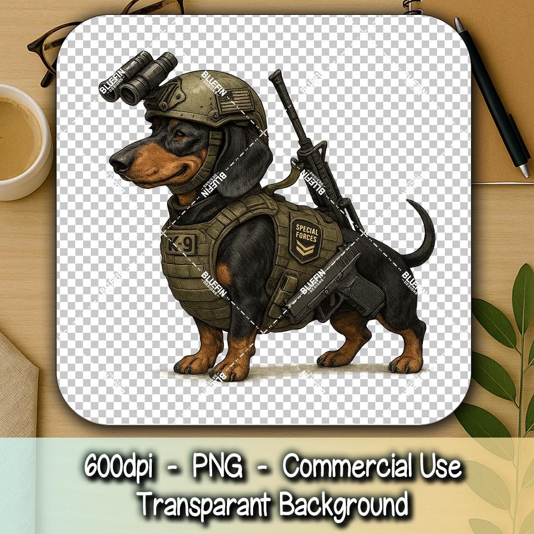 Dachshund Special Forces Gear Clipart | Funny Dog Military PNG for T-Shirts & Decals