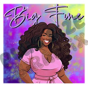 Big Fine Black Digital Download AI Art, Plus Size Wall Art, Self Love, Body Positivity, Curvy Woman Clipart, Plus Size Boss Girl, Black Art