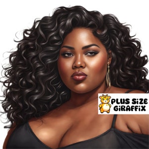 Black Woman PNG, Printable Art, Instant Downloads, Melanin Wall Art, Black Illustration, PlusSize Digital Art, Curvy Woman Poster, Clip  Art