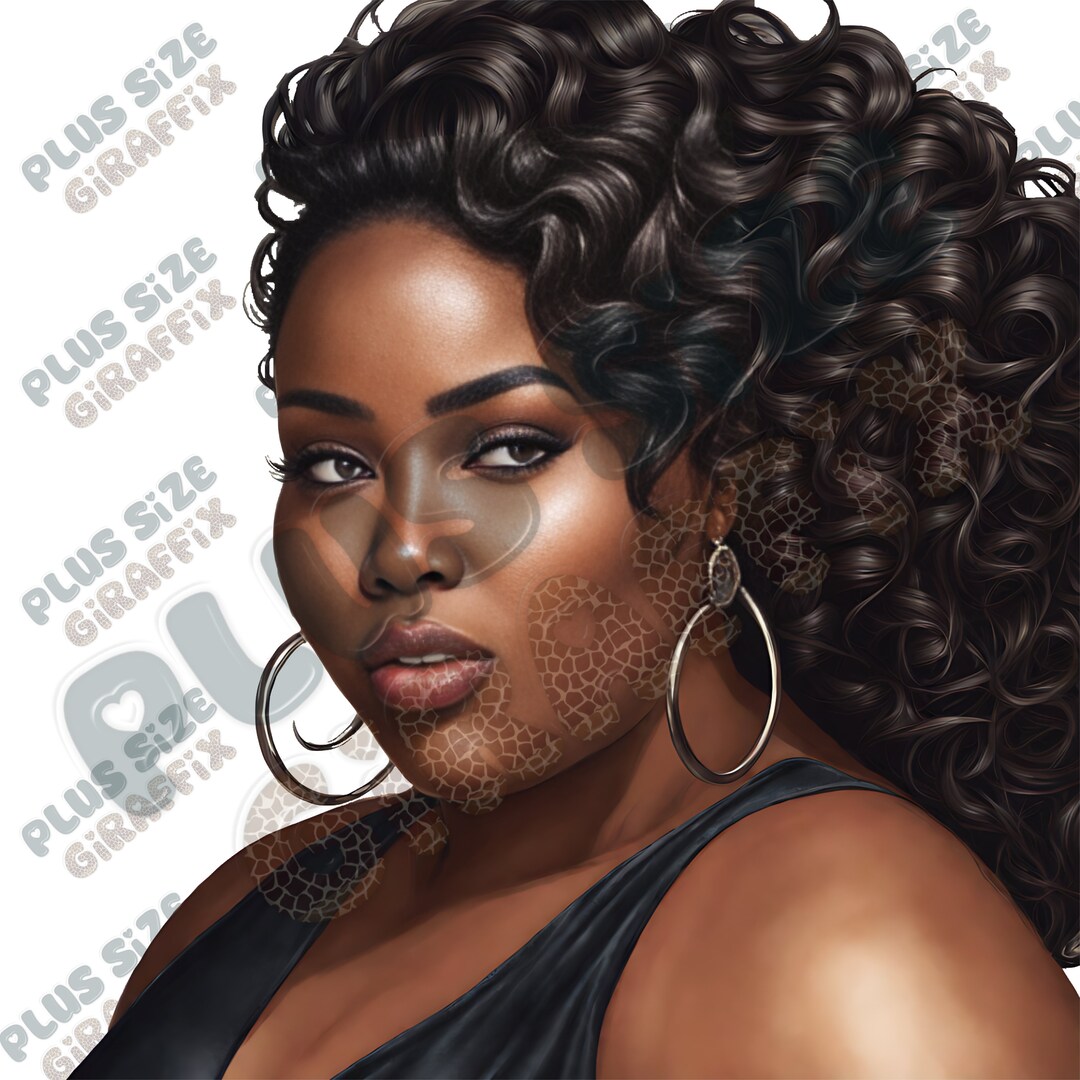 Black Woman Black Dress PNG Poster Art Plus Size Wall Art - Etsy