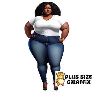Black Printable AI Art, Instant Download, Sexy Plus Size Wall Art, Thick Woman, BBW Logo, PNG Clipart, Cricut Print Then Cut, Affordable Art
