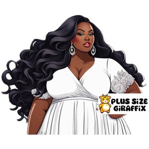 Beautiful Black Bride Digital Art, AI Art, PNG, Plus Size Wall Art, Self Love, Body Positivity, Curvy Woman Clipart, Plus Size Black Girl