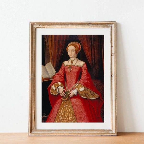 Queen Elizabeth I Antique Painting - Queen Of England And Ireland, Vintage Portrait Painting, Historical Wall Art Print, 16th Century Tudor