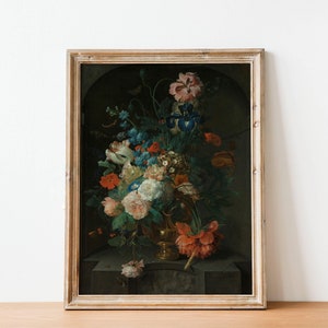 Antique Bouquet Flower Painting - Vintage Dutch Still Life Art, 18th Century Painting, Fine Art Vase Print, Floral Print
