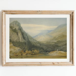 Vintage Snowdonia Watercolour Painting - Antique Print Of North Wales Landscape, National Park, Welsh Mountains, 19th Century Travel Art
