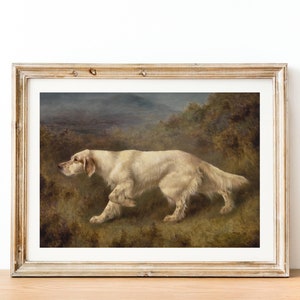 Antique Dog Print - Vintage Painting Of An English Setter Hunting Dog, 19th Century Rustic Paintings, Dog Lover Gifts, Vintage Animal Art