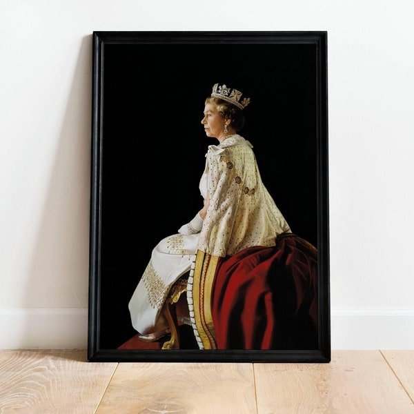 Queen Elizabeth II Iconic Classic Royal Print - British Royal Family Portrait Photo, Monarch Home Decor, Great Britain Wall Art Print