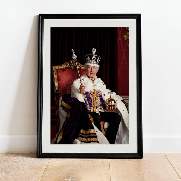 Impresión del retrato del rey Carlos III - Foto del monarca de la familia real británica, decoración clásica del arte de la pared de Gran Bretaña, coronación del príncipe Carlos