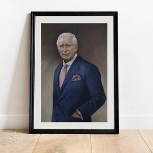 King Charles III Portrait Print - British Royal Family Monarch Painting, Classic Great Britain Wall Art Decor, Prince Charles Coronation