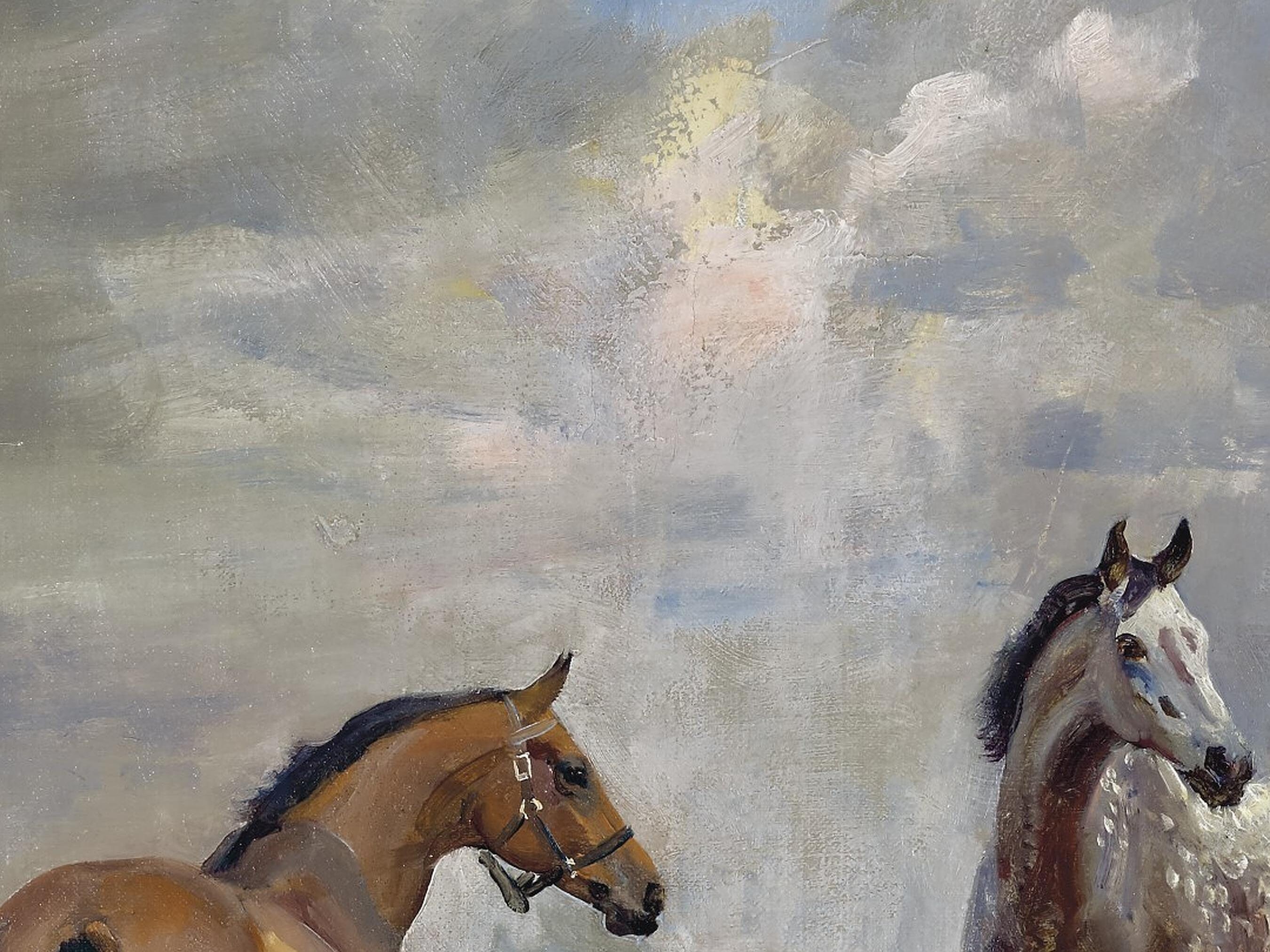 Vintage Horse Painting Antique Print of Horses Animal Oil Etsy