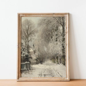 Antique Snowy Landscape Print - Vintage Winter Wall Art Print, 19th Century Oil Painting, Vintage Dutch Paintings, Outdoor Snow Scenery