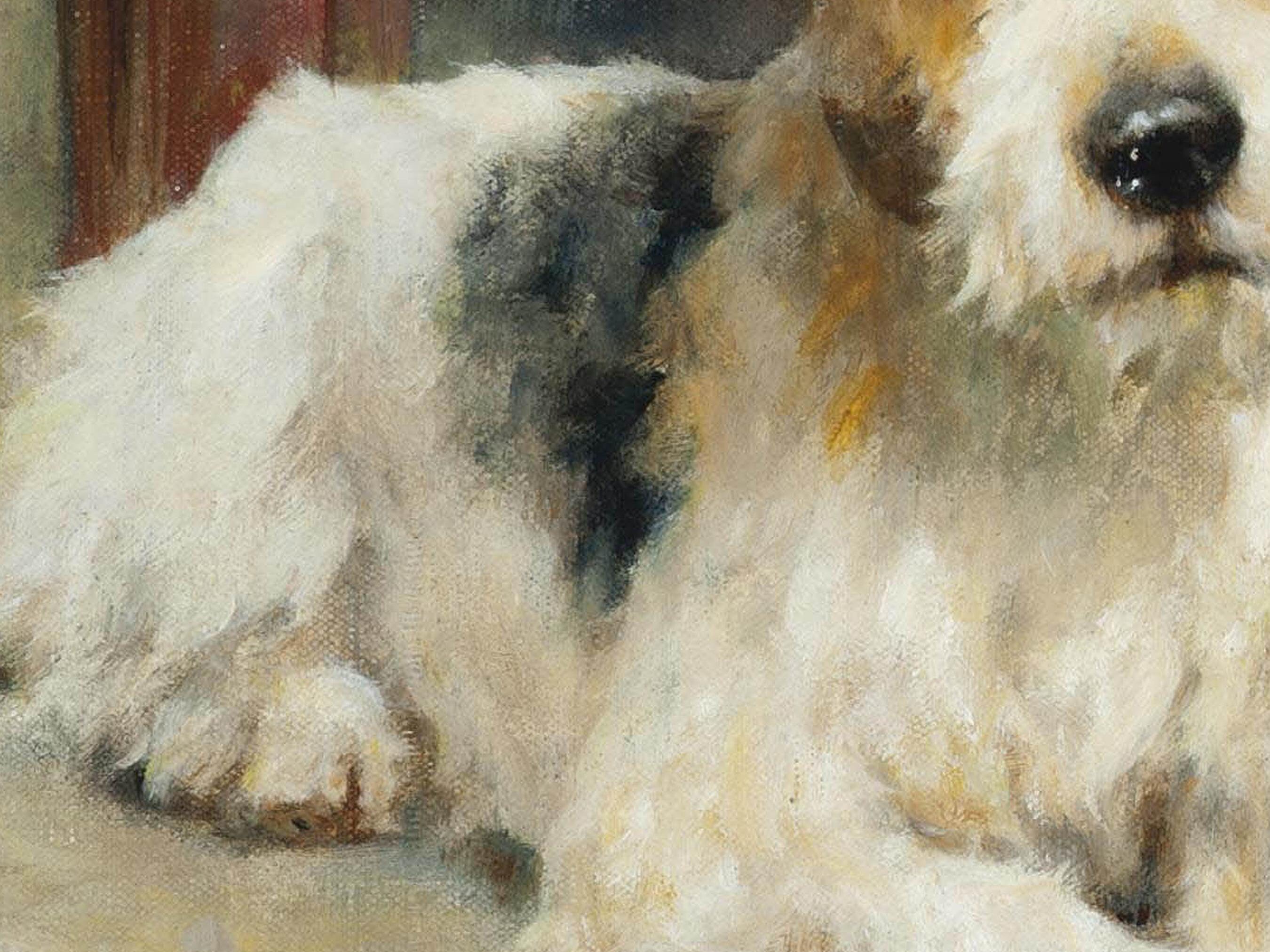 Antique Dog Oil Painting Vintage Animal Print Pet Dog Etsy