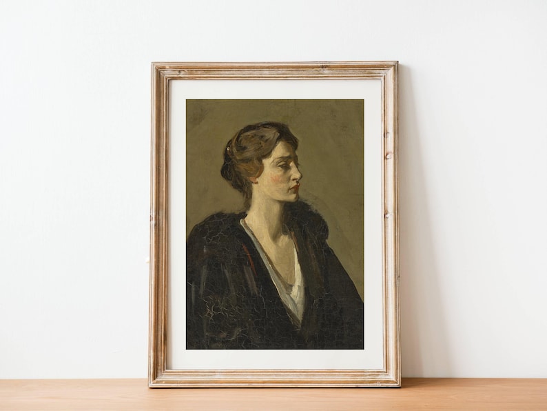 Vintage Female Portrait Painting - Antique Oil Painting of Woman, Young ...