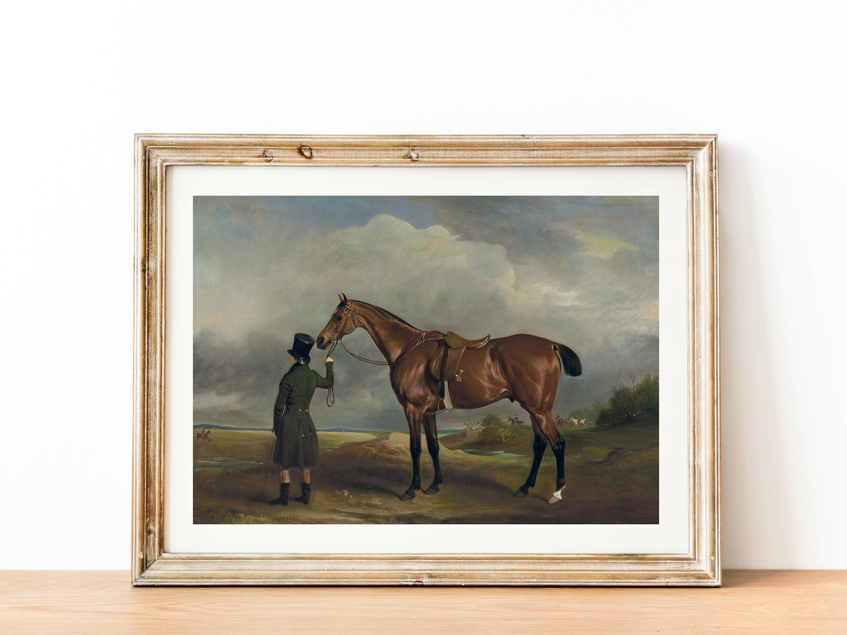Antique Horse Oil Painting - Vintage Equestrian Print, Brown Chestnut ...